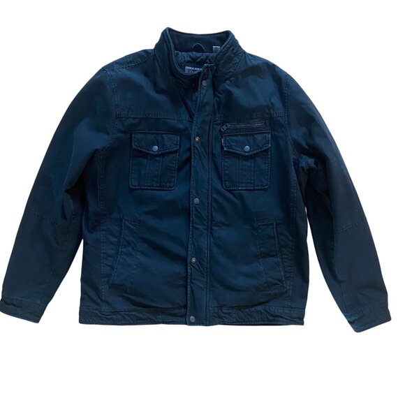 Levis Canvas Chore Barn Coat Black Cowboy Farm Utility Trucker Quilted 90s Sz XL - Picture 7 of 15